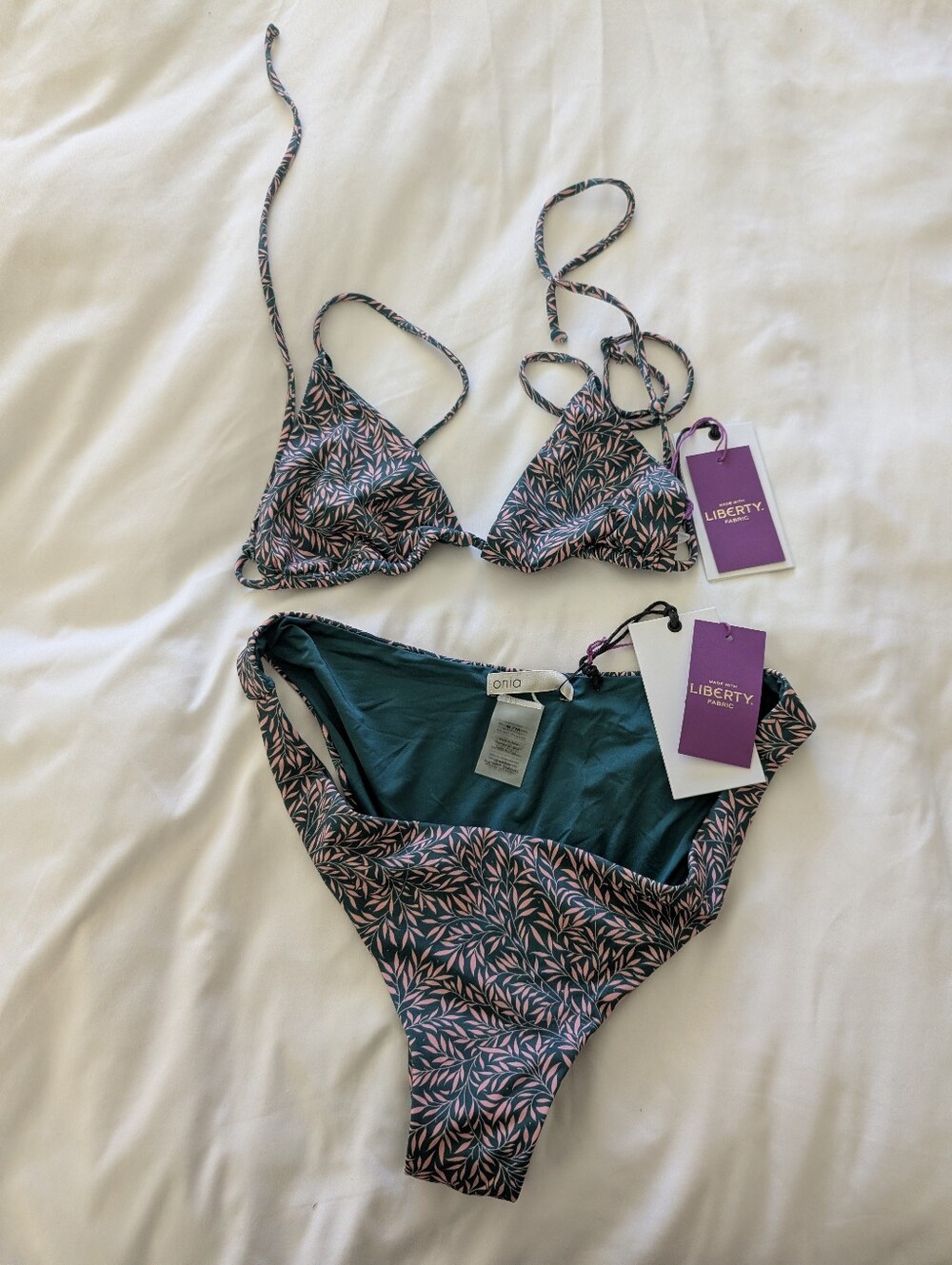 Onia Alexa Top & Ashley Bottom Liberty Willow Wood Bikini Set Sz M NWT